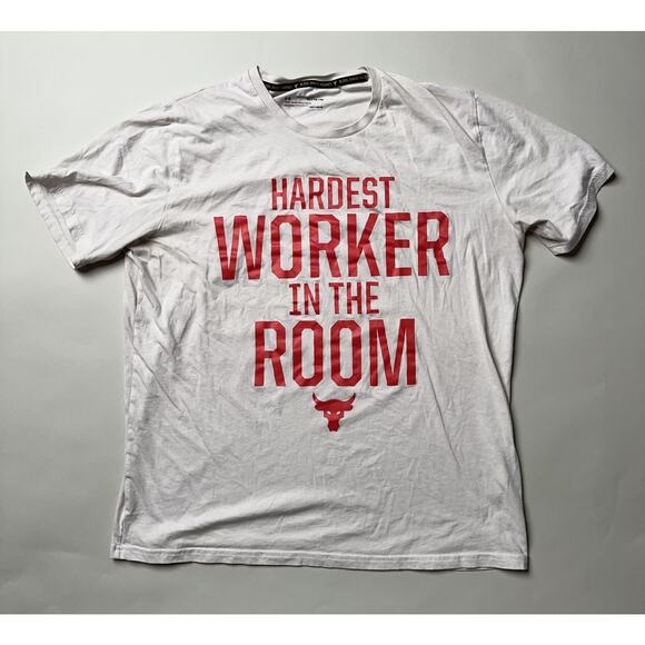 Under Armour Project Rock Shirt Mens XL Hardest Worker Iron Paradise Goals Tee - Picture 1 of 11